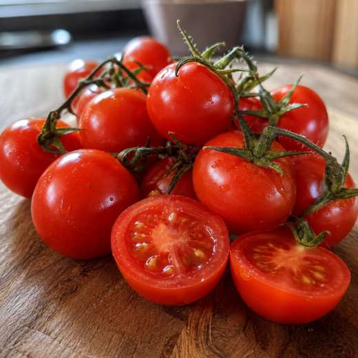 Tomate-cereja em destaque